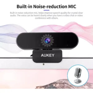 AUKEY 1080P Webcam Full HD 2.1 Mega Pixel With Dual Microphone, Auto focus, 30 FPS, Wide Angle 110